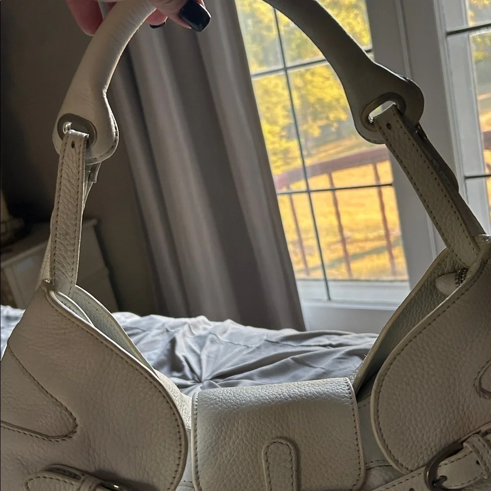 🤍 JIMMY CHOO White Pebbled Bag – Preloved Luxury 🤍